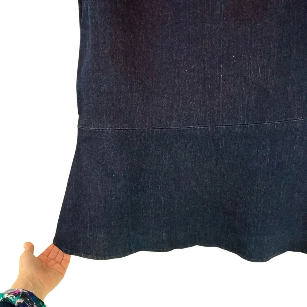 & Other Stories Dark Wash Denim Mini Dress Drop Waist Short Sleeve Pockets Sz 6